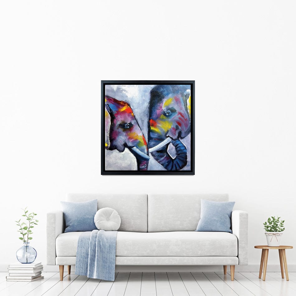 Elephant Pair Oil Painting Square Canvas Print wall art product kumachenkova / Shutterstock