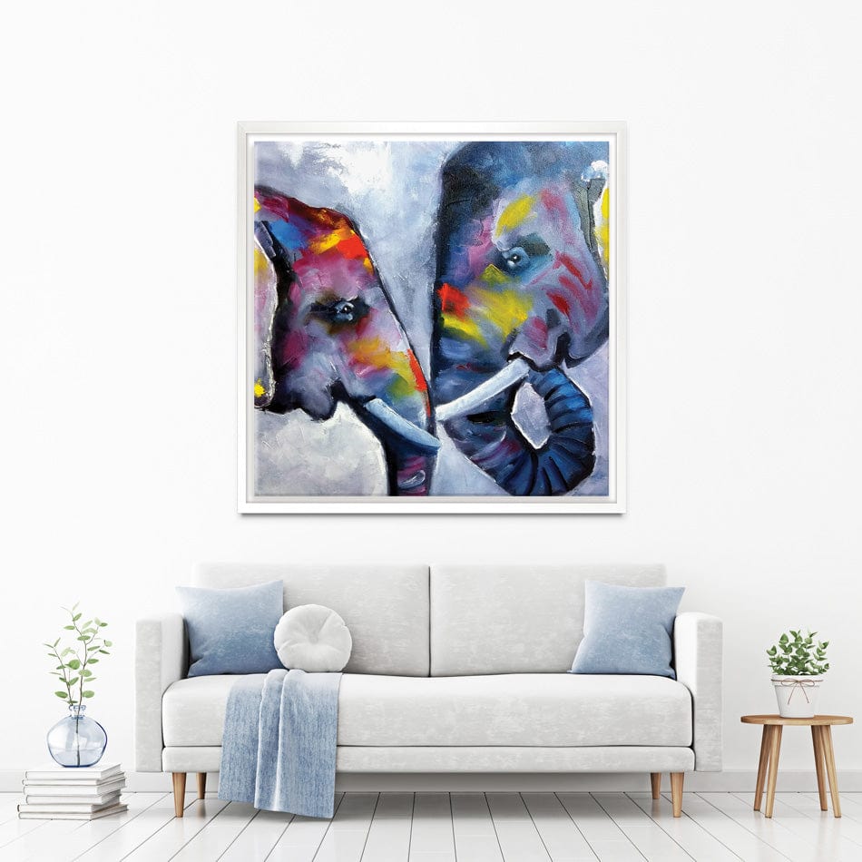Elephant Pair Oil Painting Square Canvas Print wall art product kumachenkova / Shutterstock