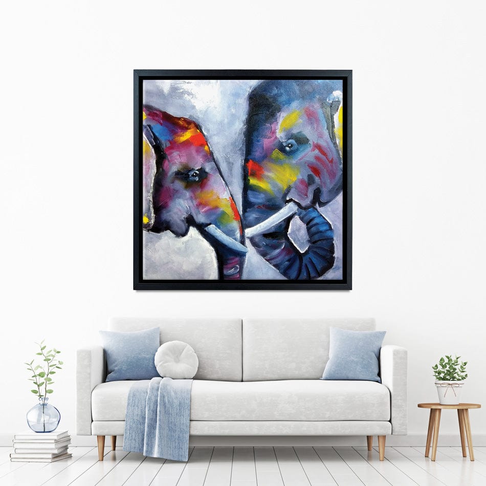 Elephant Pair Oil Painting Square Canvas Print wall art product kumachenkova / Shutterstock