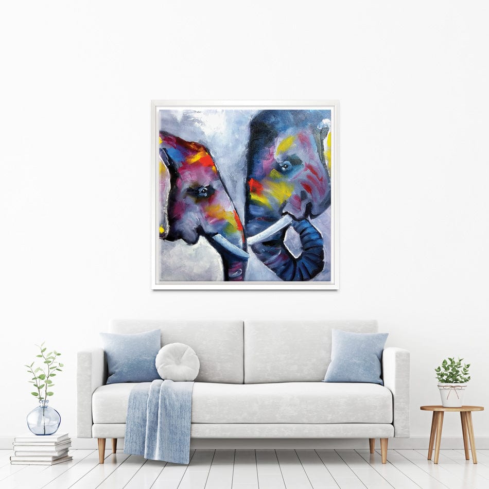 Elephant Pair Oil Painting Square Canvas Print wall art product kumachenkova / Shutterstock