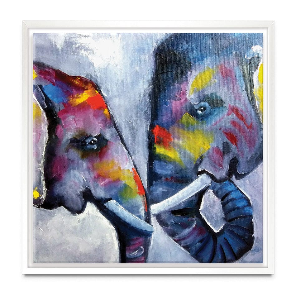 Elephant Pair Oil Painting Square Canvas Print wall art product kumachenkova / Shutterstock