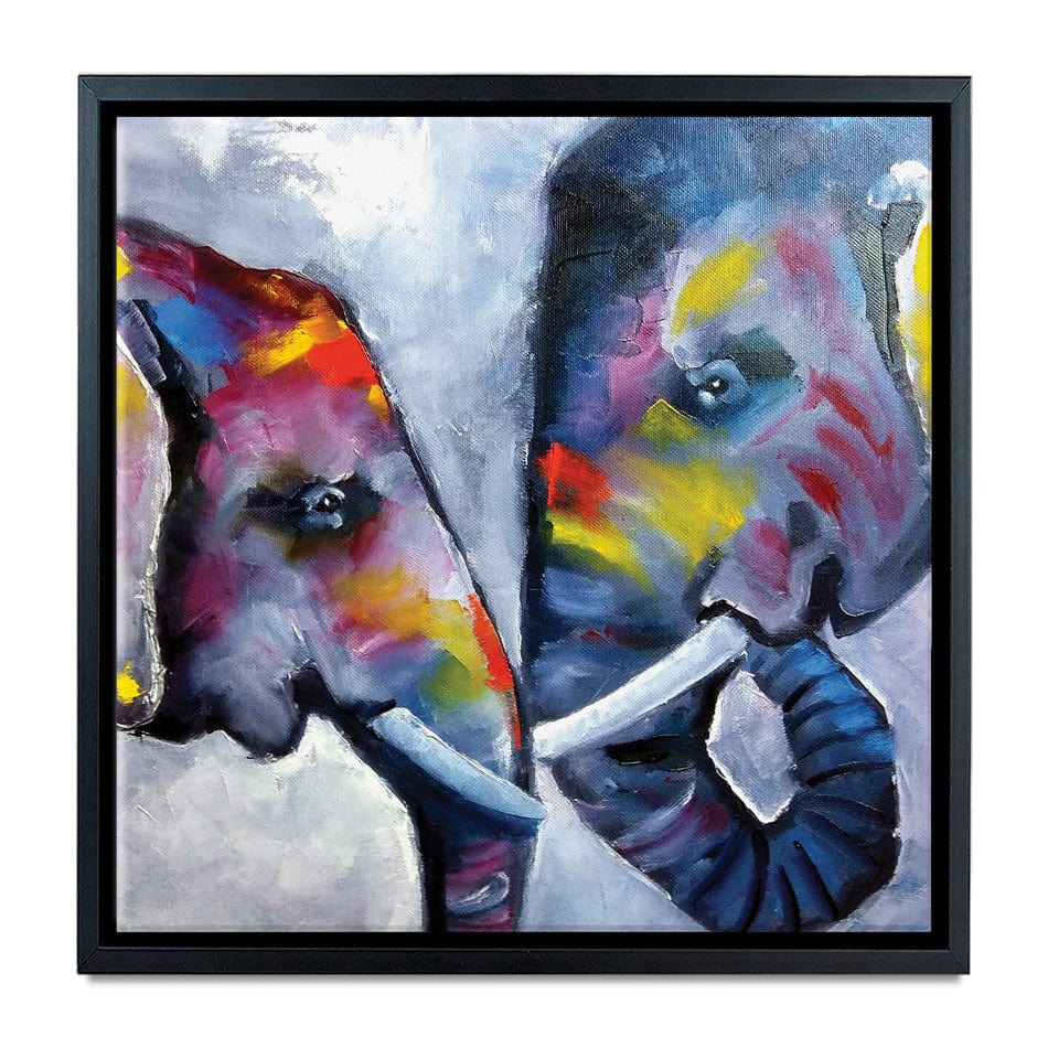 Elephant Pair Oil Painting Square Canvas Print wall art product kumachenkova / Shutterstock