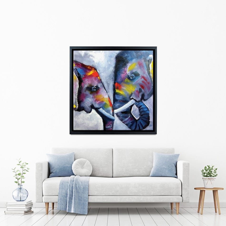 Elephant Pair Oil Painting Square Canvas Print wall art product kumachenkova / Shutterstock