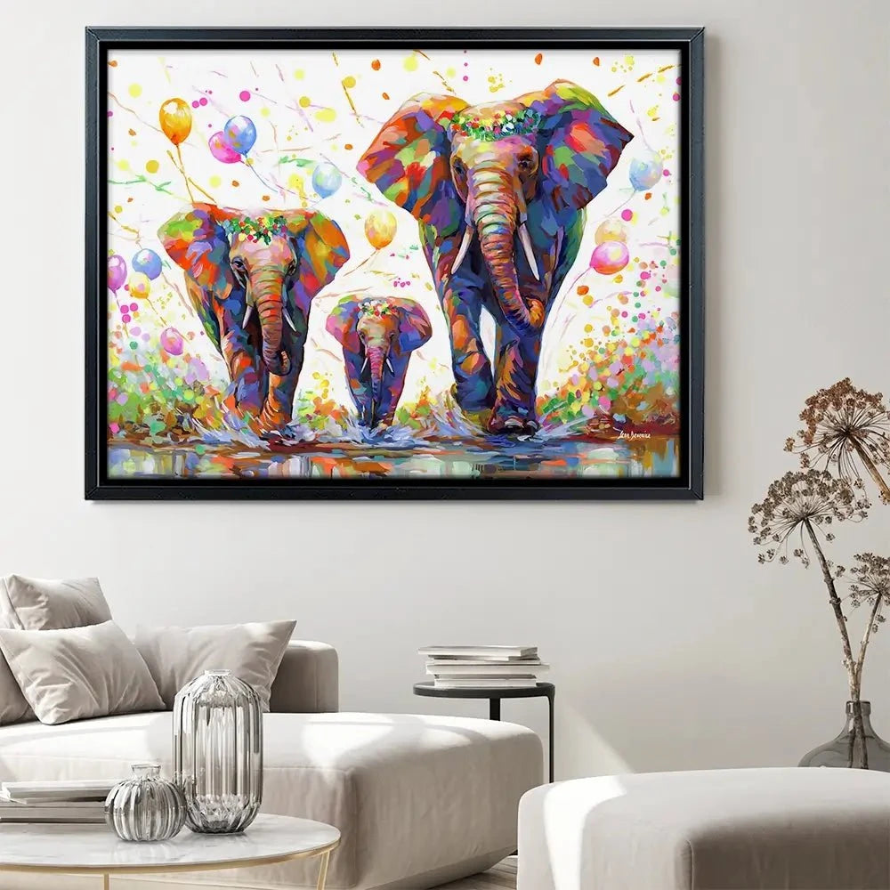 Elephants Colourful Celebration 2 Canvas Print Elephants Colourful Celebration 2 Canvas Print wall art product Leon Devenice