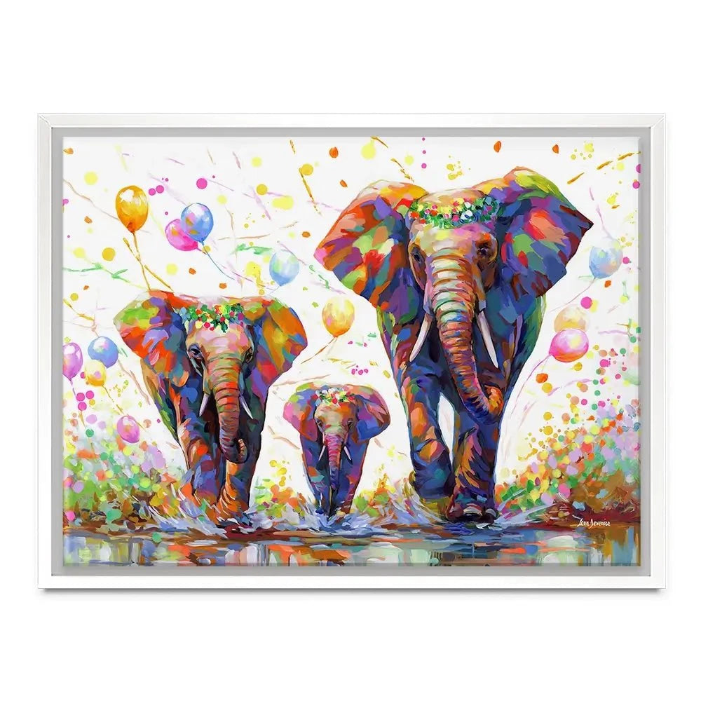 Elephants Colourful Celebration 2 Canvas Print Elephants Colourful Celebration 2 Canvas Print wall art product Leon Devenice