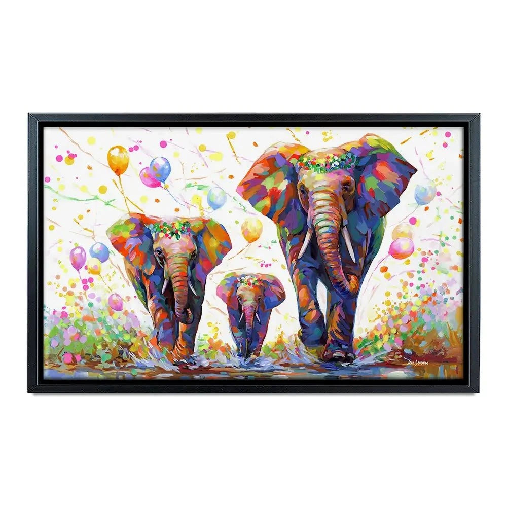 Elephants Colourful Celebration 2 Canvas Print Elephants Colourful Celebration 2 Canvas Print wall art product Leon Devenice