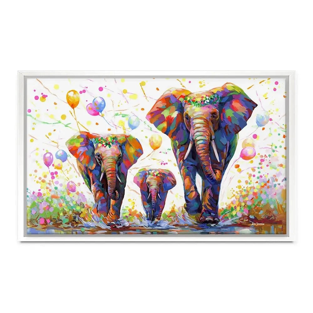 Elephants Colourful Celebration 2 Canvas Print Elephants Colourful Celebration 2 Canvas Print wall art product Leon Devenice