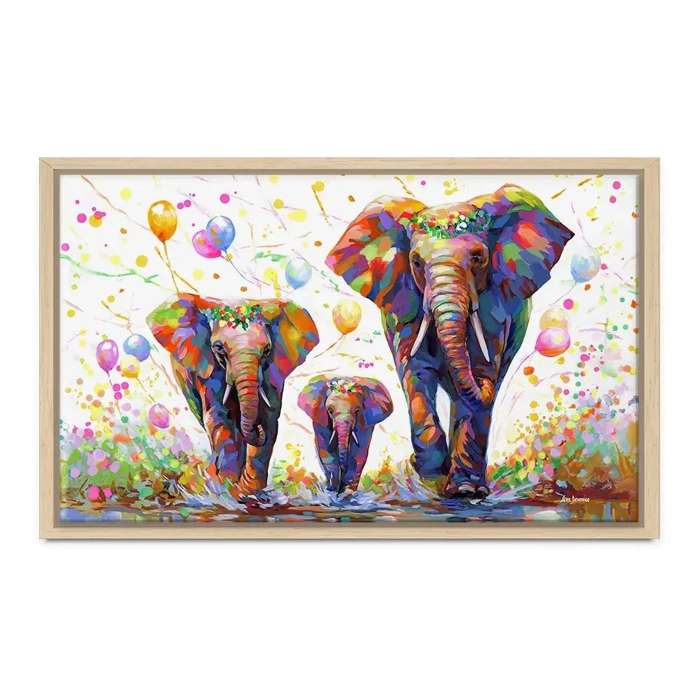 Elephants Colourful Celebration 2 Canvas Print Elephants Colourful Celebration 2 Canvas Print wall art product Leon Devenice
