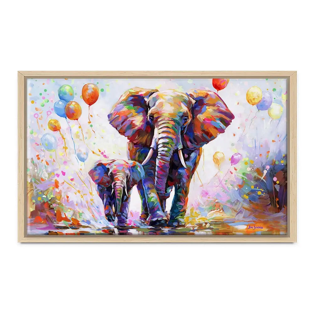 Elephants Colourful Celebration Canvas Print Elephants Colourful Celebration Canvas Print wall art product Leon Devenice