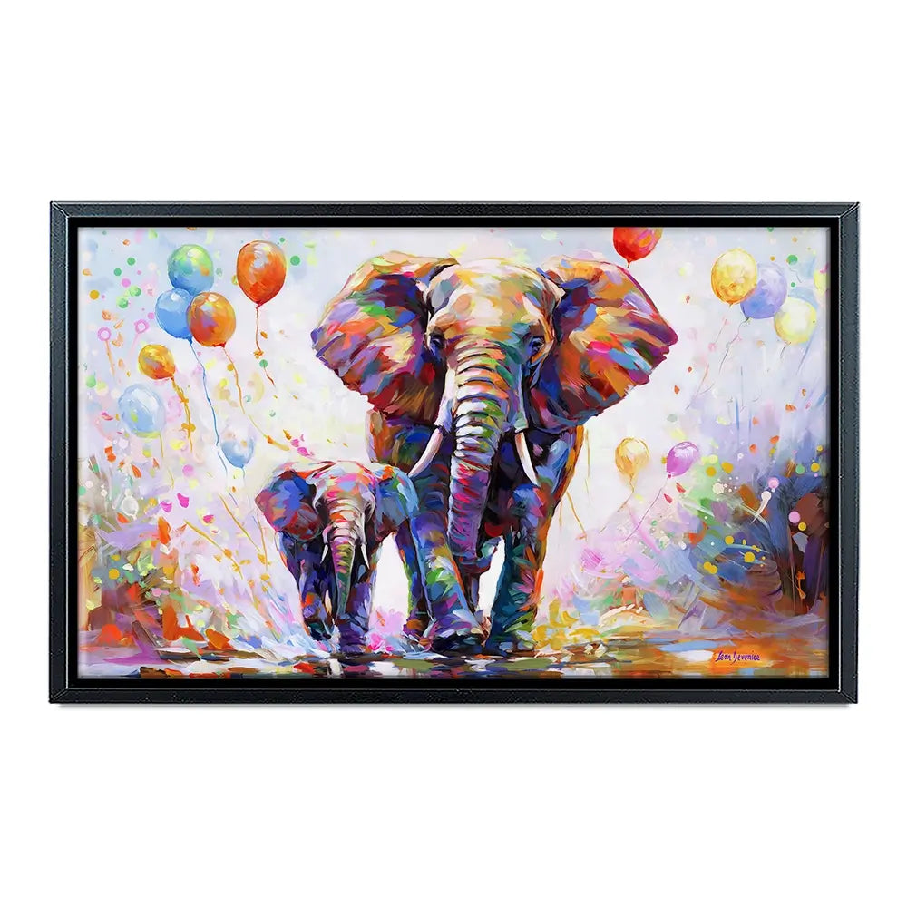 Elephants Colourful Celebration Canvas Print Elephants Colourful Celebration Canvas Print wall art product Leon Devenice