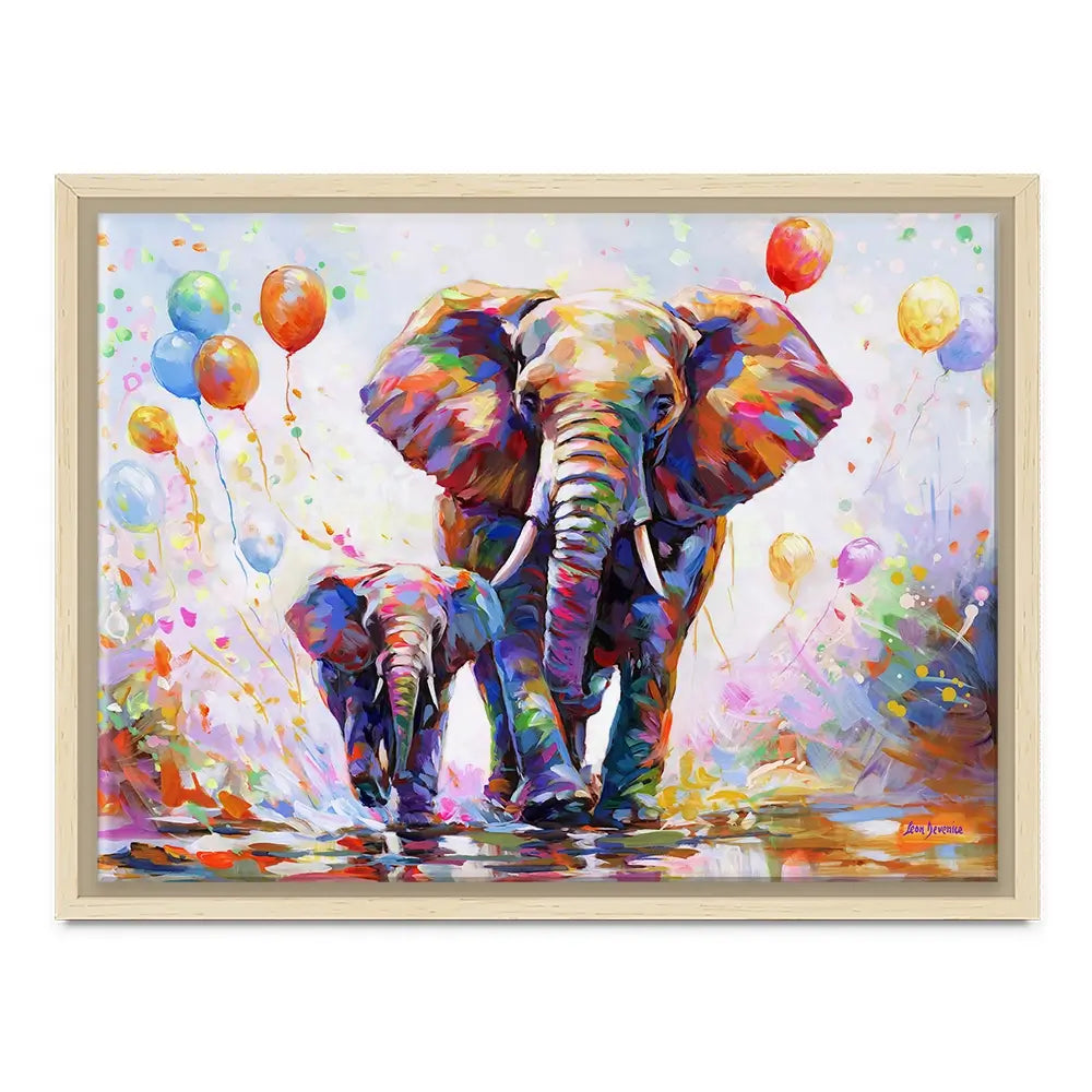 Elephants Colourful Celebration Canvas Print Elephants Colourful Celebration Canvas Print wall art product Leon Devenice