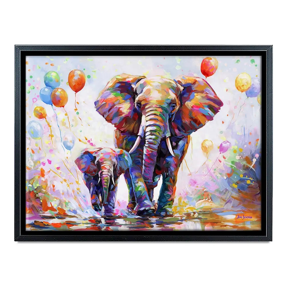 Elephants Colourful Celebration Canvas Print Elephants Colourful Celebration Canvas Print wall art product Leon Devenice