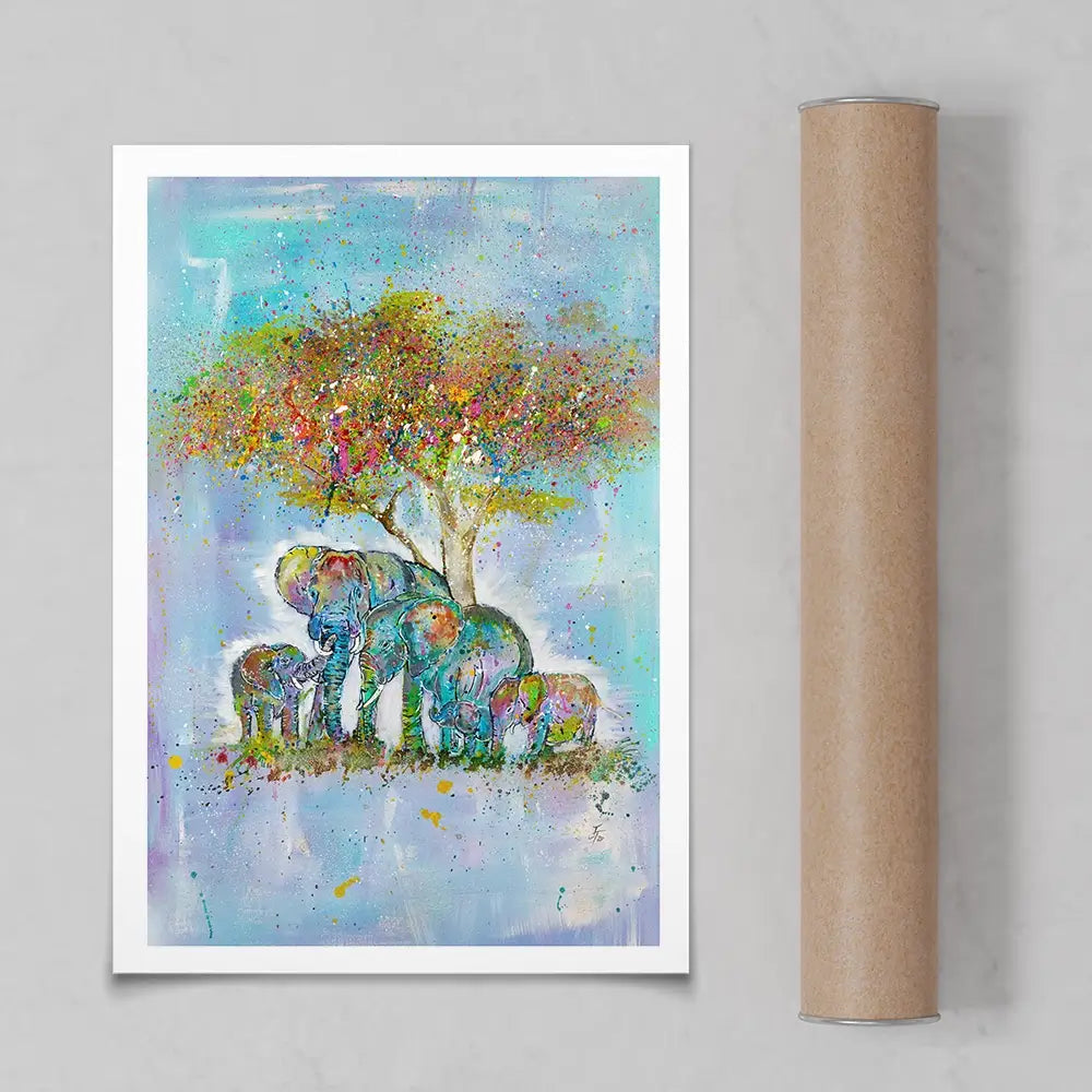 Elephants Under The Tree Art Print Elephants Under The Tree Art Print wall art product Jamie Taylor