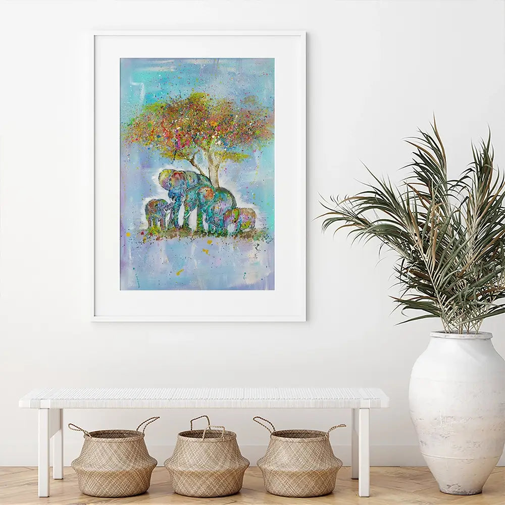 Elephants Under The Tree Framed Art Print Elephants Under The Tree Framed Art Print wall art product Jamie Taylor