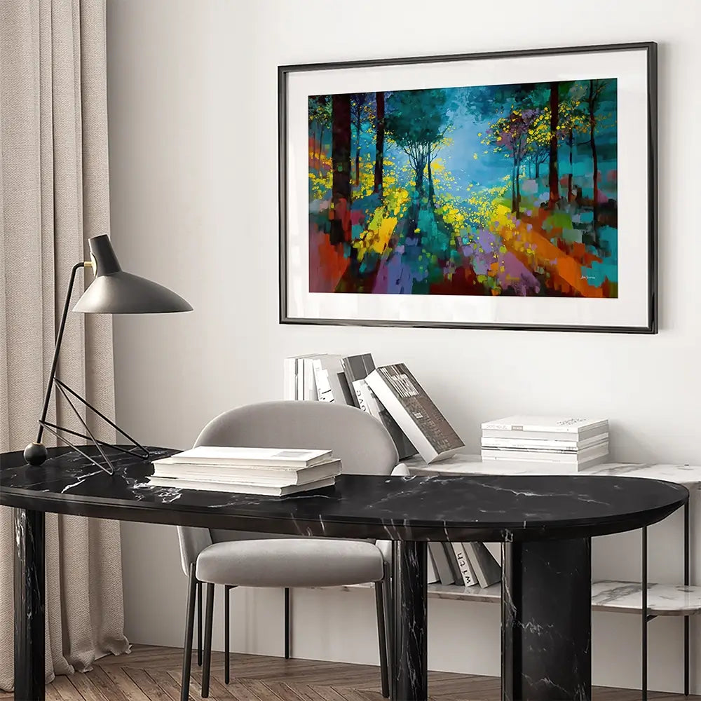 Enchanted Colourful Forest Framed Art Print Enchanted Colourful Forest Framed Art Print wall art product Leon Devenice