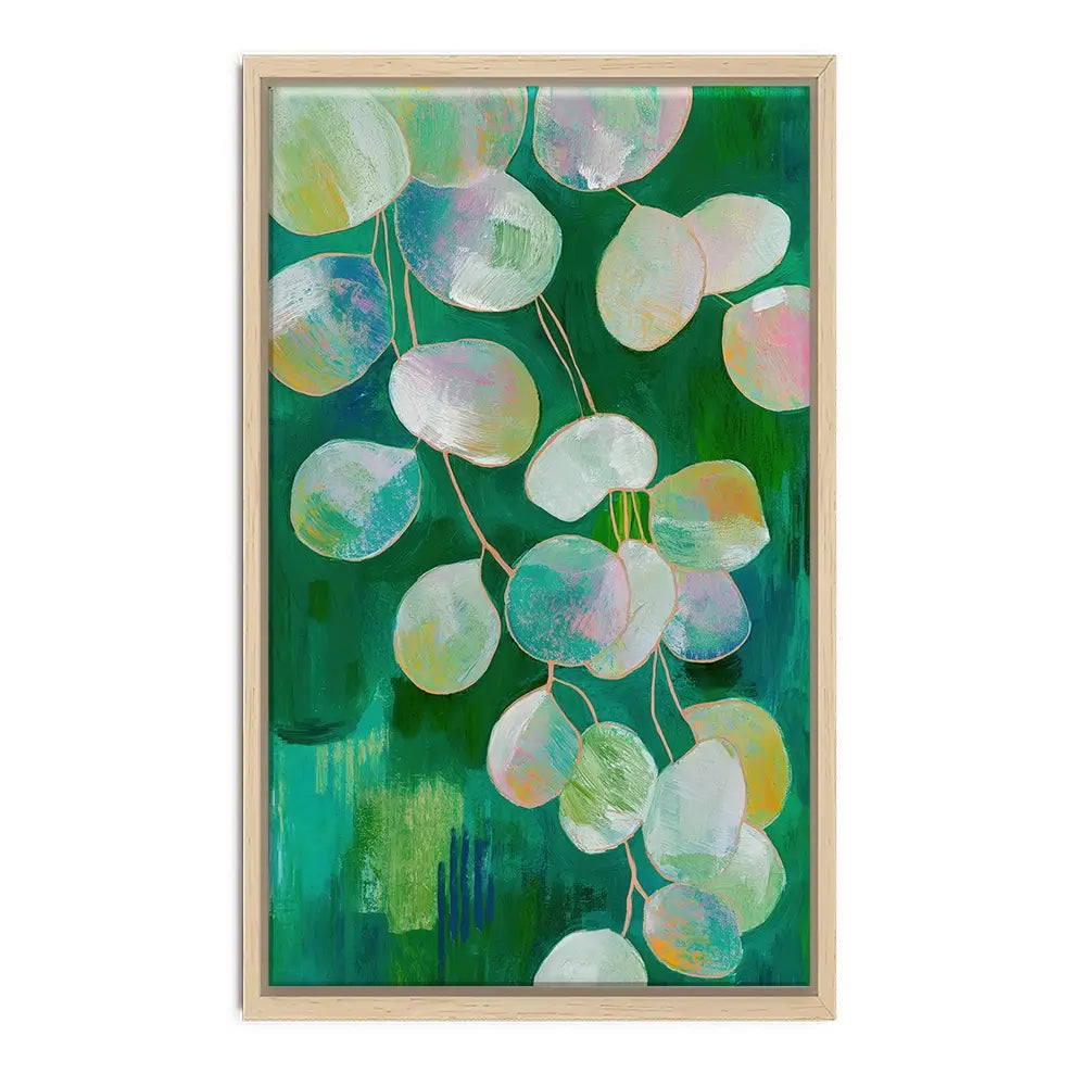 Eucalyptus Leaves On Green Canvas Print Eucalyptus Leaves On Green Canvas Print wall art product Chromatic Storm Studio