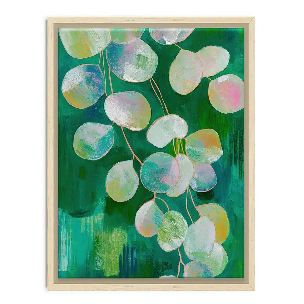 Eucalyptus Leaves On Green Canvas Print Eucalyptus Leaves On Green Canvas Print wall art product Chromatic Storm Studio