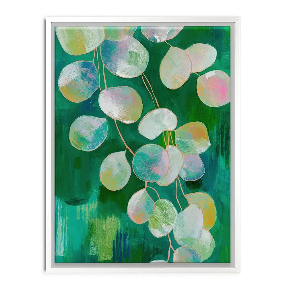 Eucalyptus Leaves On Green Canvas Print Eucalyptus Leaves On Green Canvas Print wall art product Chromatic Storm Studio