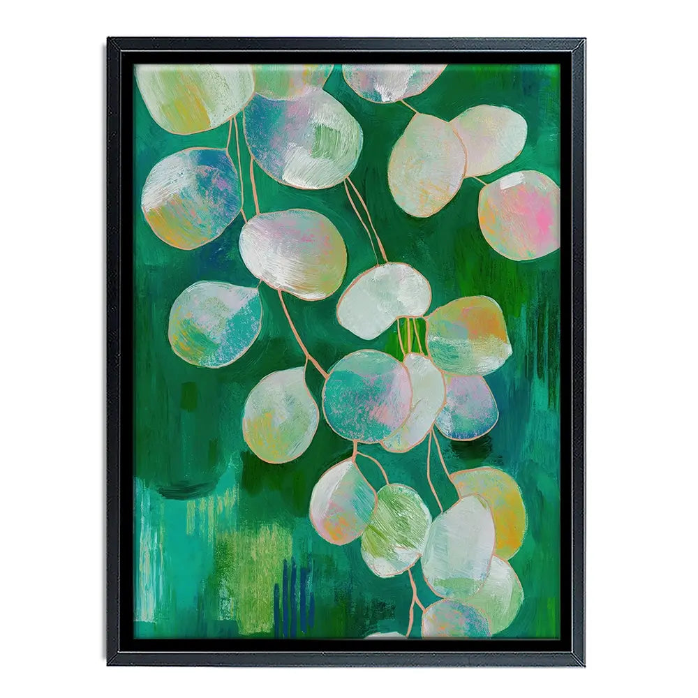 Eucalyptus Leaves On Green Canvas Print Eucalyptus Leaves On Green Canvas Print wall art product Chromatic Storm Studio