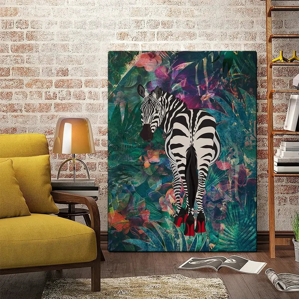 Exotic Zebra Wearing Heels Canvas Print Exotic Zebra Wearing Heels Canvas Print wall art product Sarah Manovski
