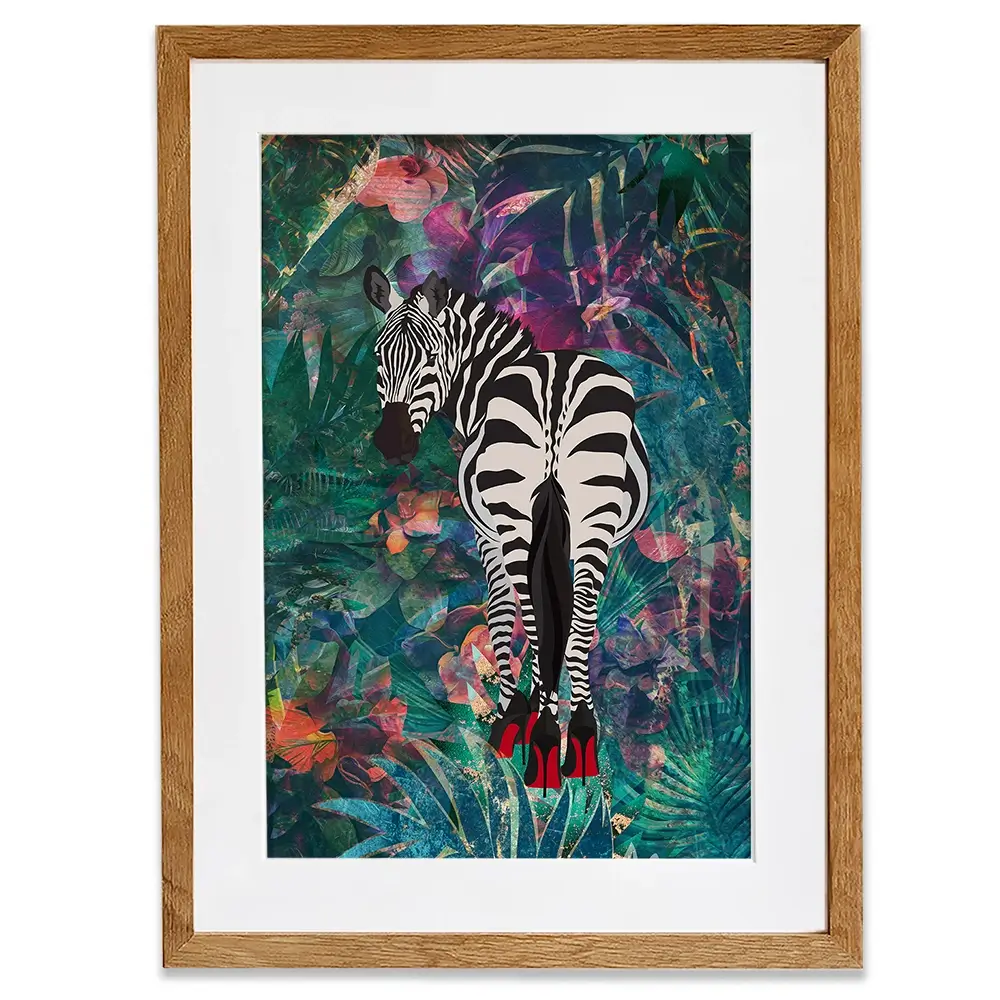 Exotic Zebra Wearing Heels Framed Art Print Exotic Zebra Wearing Heels Framed Art Print wall art product Sarah Manovski