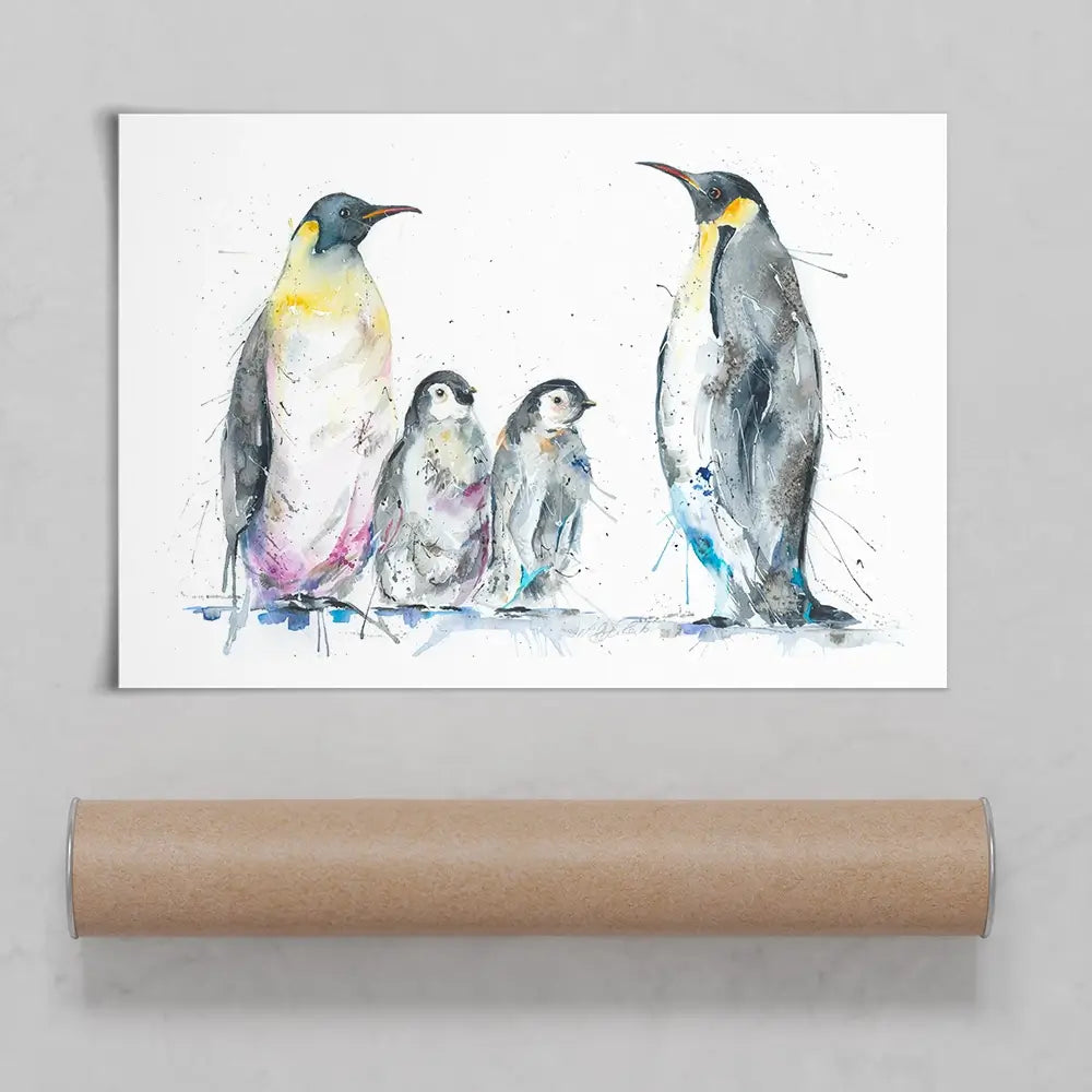 Family Of Penguins Art Print Family Of Penguins Art Print wall art product Nicola Jane Rowles
