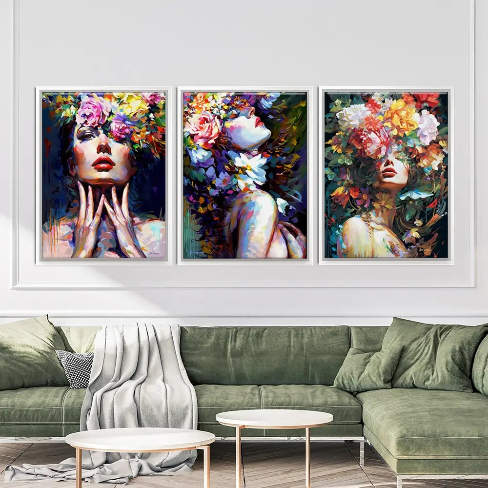 Female Florals Trio Canvas Print Female Florals Trio Canvas Print wall art product Leon Devenice