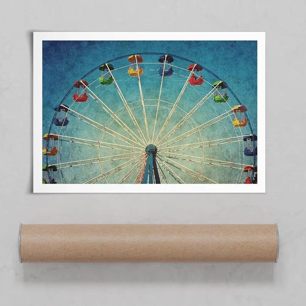 Ferris Wheel Against Blue Sky Art Print Ferris Wheel Against Blue Sky Art Print wall art product DarkBird / Shutterstock