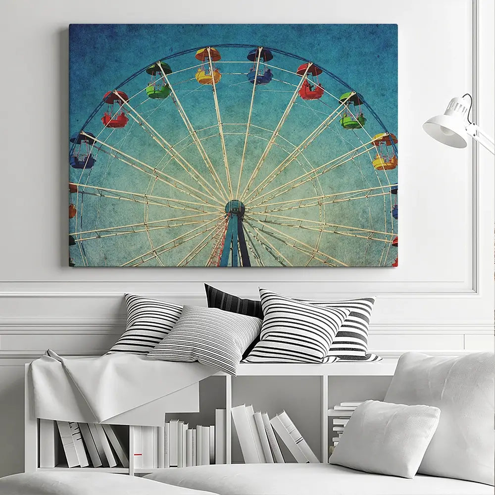 Ferris Wheel Against Blue Sky Canvas Print Ferris Wheel Against Blue Sky Canvas Print wall art product DarkBird / Shutterstock