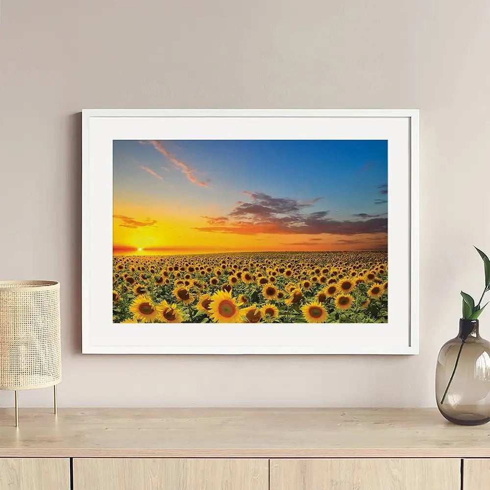 Field Of Blooming Sunflowers Framed Art Print Field Of Blooming Sunflowers Framed Art Print wall art product gornjak / Shutterstock
