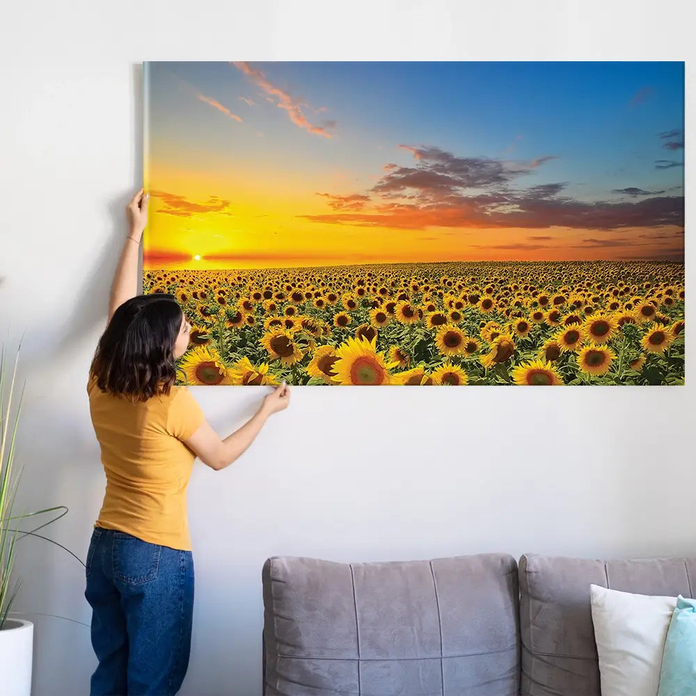 Field Of Blooming Sunflowers Oversized Canvas Print Field Of Blooming Sunflowers Oversized Canvas Print wall art product Art Print Shop