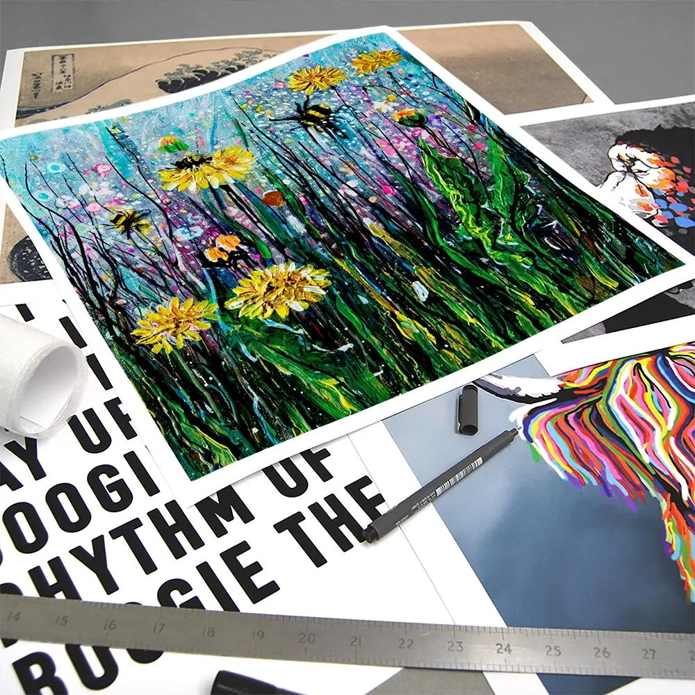 Field Of Flowers And A Bee Square Art Print Field Of Flowers And A Bee Square Art Print wall art product Lena Owens - Independent