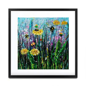 Field Of Flowers And A Bee Square Framed Art Print Field Of Flowers And A Bee Square Framed Art Print wall art product Lena Owens - Independent