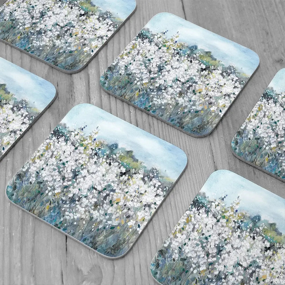 Fields In White Bloom Coaster Set Fields In White Bloom Coaster Set wall art product Carol Robinson