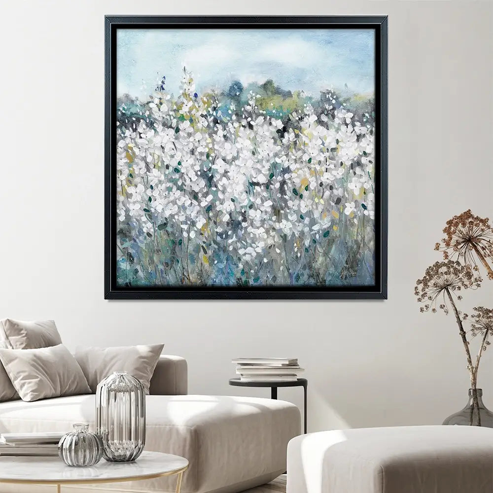 Fields In White Bloom Square Canvas Print Fields In White Bloom Square Canvas Print wall art product Carol Robinson