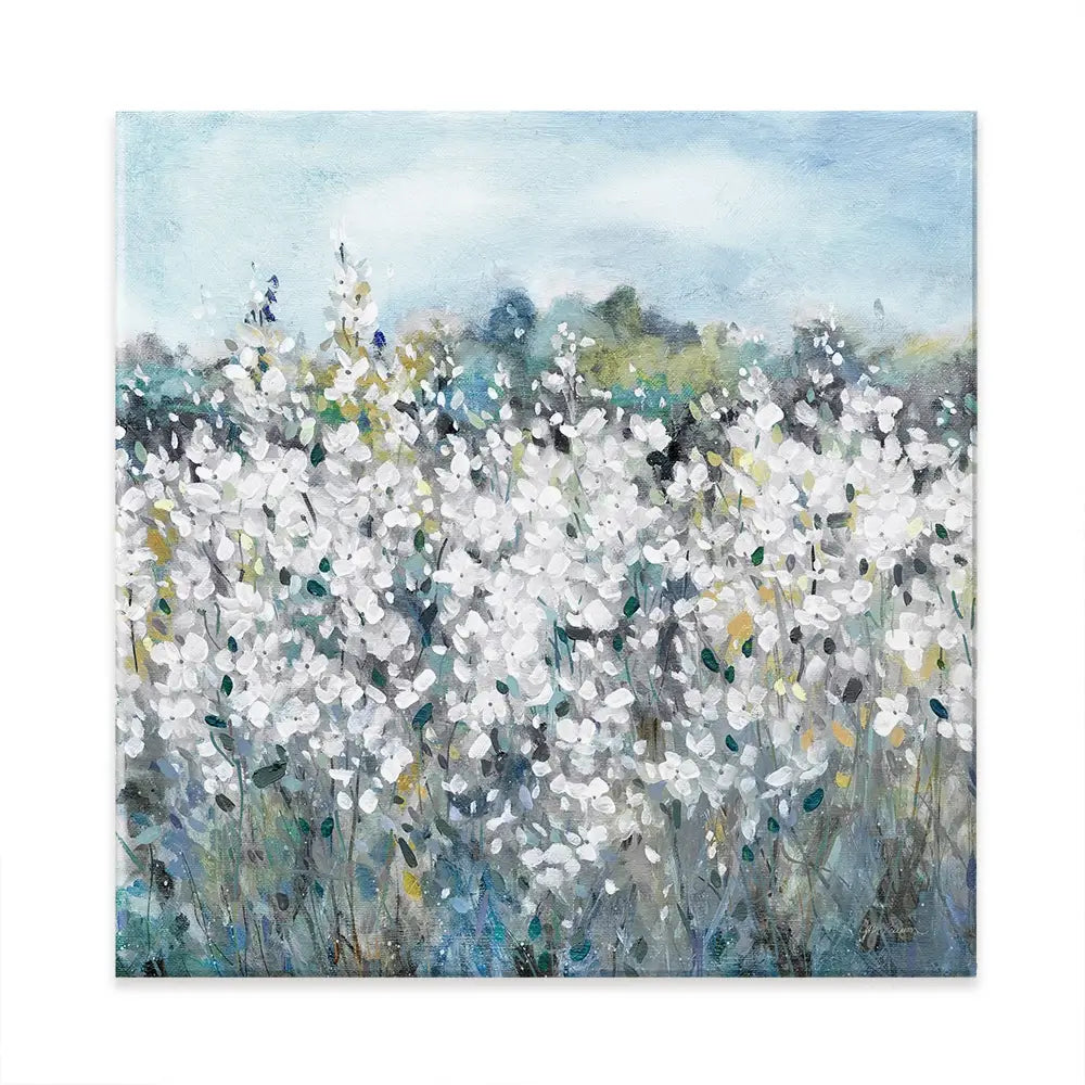 Fields In White Bloom Square Canvas Print Fields In White Bloom Square Canvas Print wall art product Carol Robinson