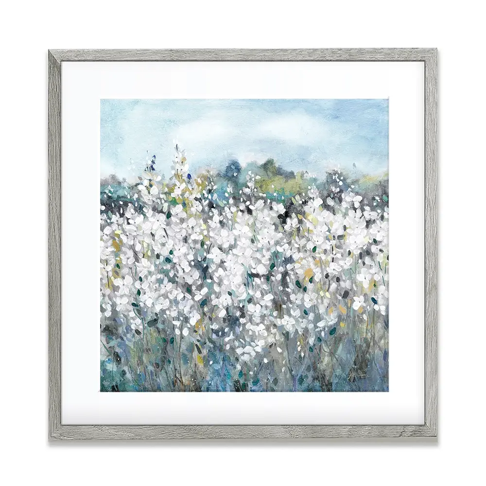 Fields In White Bloom Square Framed Art Print Fields In White Bloom Square Framed Art Print wall art product Carol Robinson