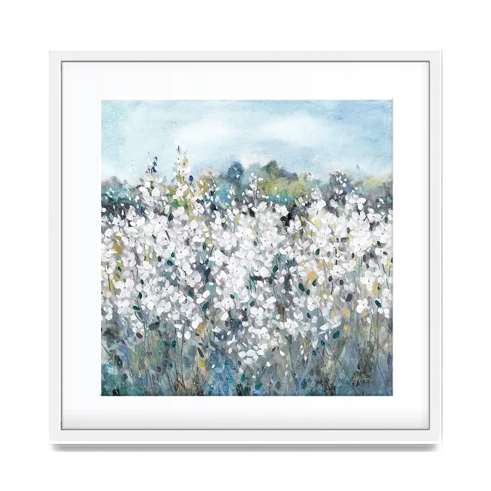 Fields In White Bloom Square Framed Art Print Fields In White Bloom Square Framed Art Print wall art product Carol Robinson