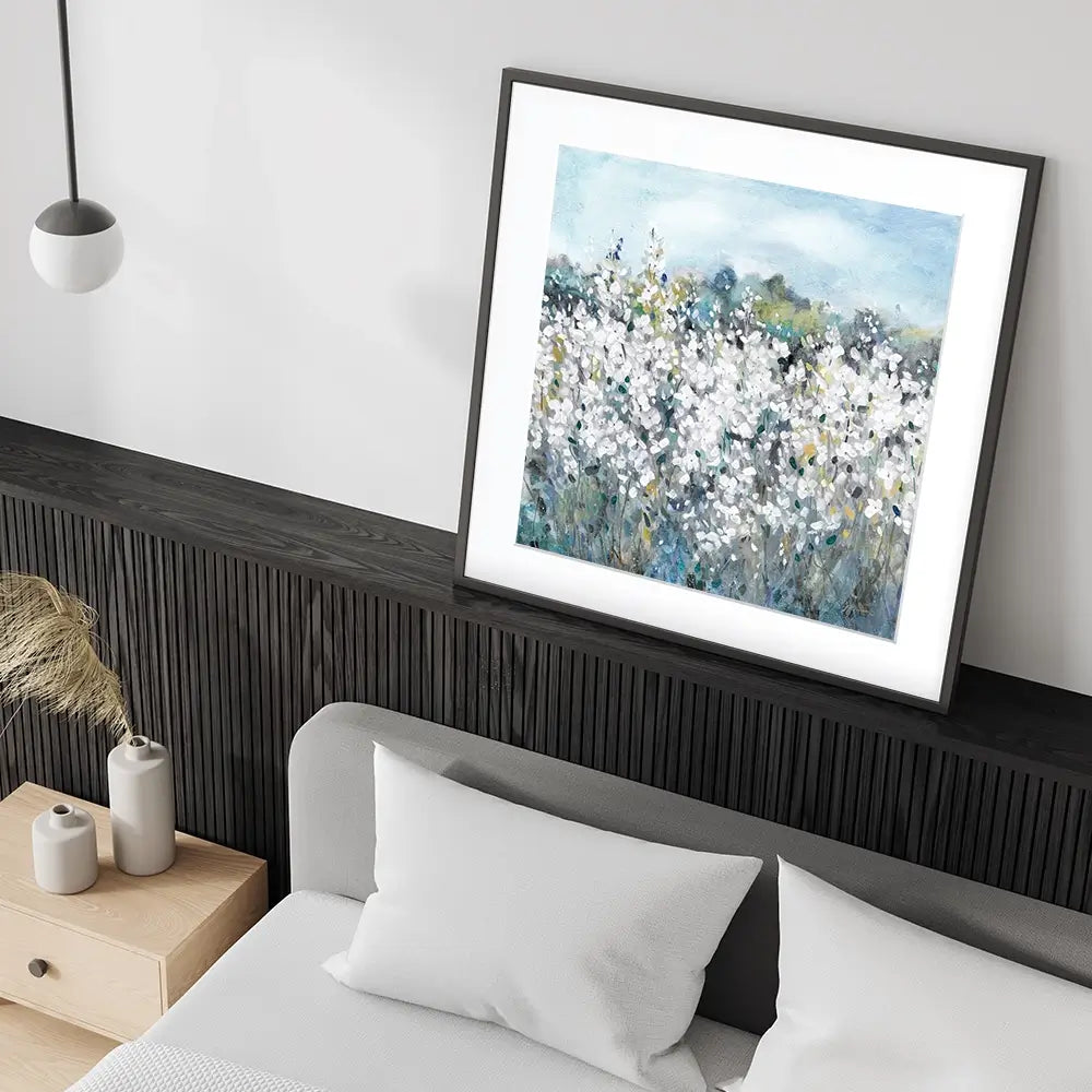 Fields In White Bloom Square Framed Art Print Fields In White Bloom Square Framed Art Print wall art product Carol Robinson