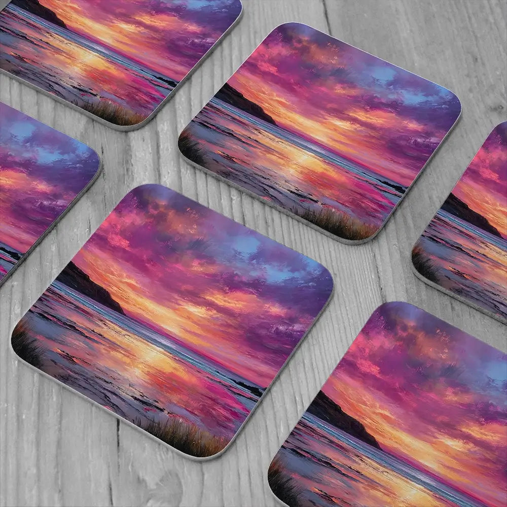 Fire Sky Bay Coaster Set Fire Sky Bay Coaster Set wall art product Art Print Shop