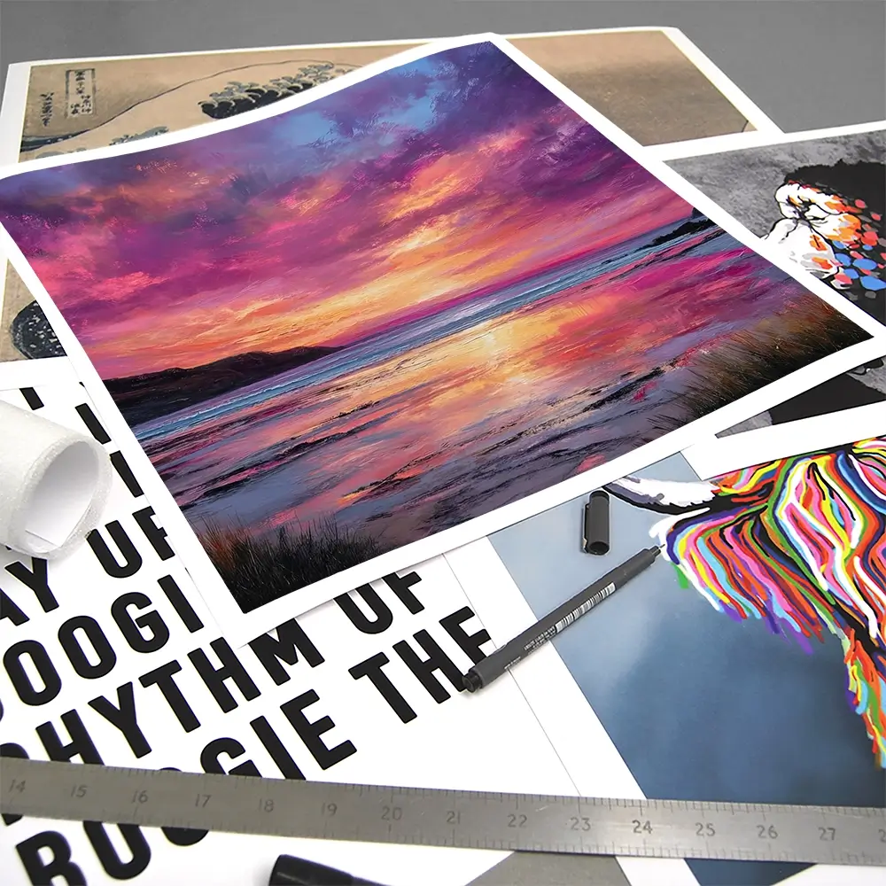 Fire Sky Bay Square Art Print Fire Sky Bay Square Art Print wall art product Art Print Shop