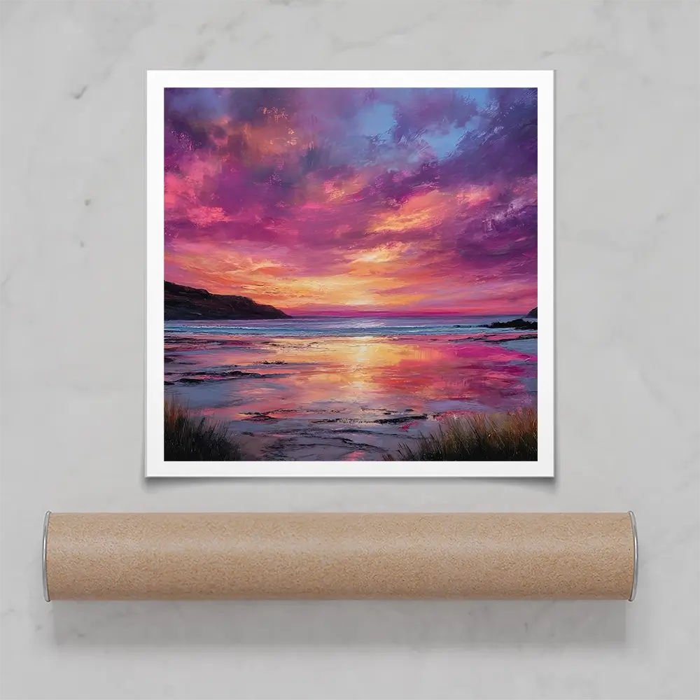Fire Sky Bay Square Art Print Fire Sky Bay Square Art Print wall art product Art Print Shop