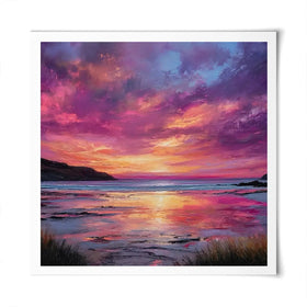 Fire Sky Bay Square Art Print Fire Sky Bay Square Art Print wall art product Art Print Shop