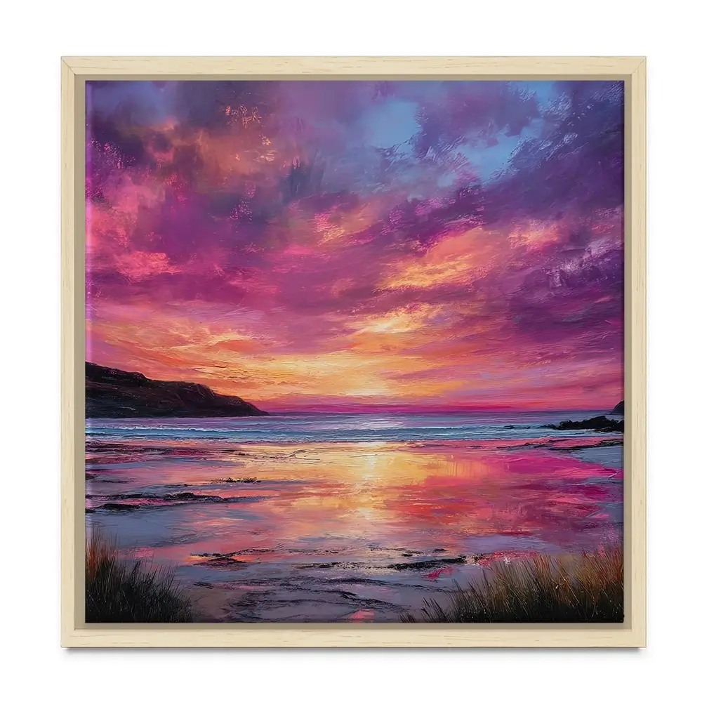 Fire Sky Bay Square Canvas Print Fire Sky Bay Square Canvas Print wall art product Art Print Shop