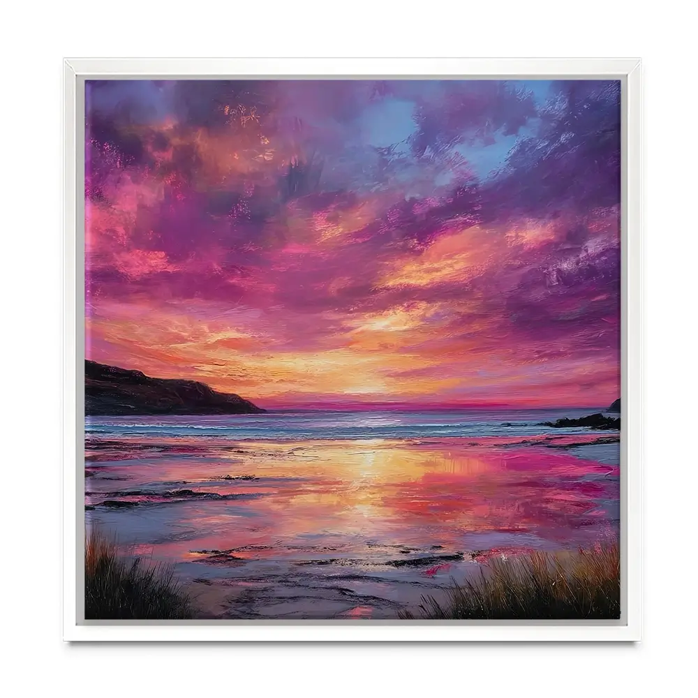 Fire Sky Bay Square Canvas Print Fire Sky Bay Square Canvas Print wall art product Art Print Shop