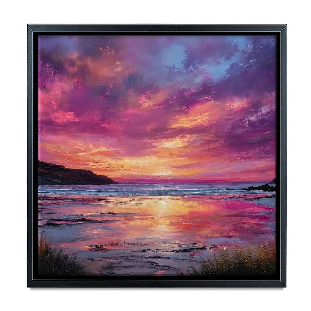 Fire Sky Bay Square Canvas Print Fire Sky Bay Square Canvas Print wall art product Art Print Shop