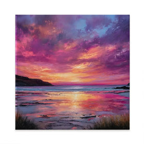 Fire Sky Bay Square Canvas Print Fire Sky Bay Square Canvas Print wall art product Art Print Shop