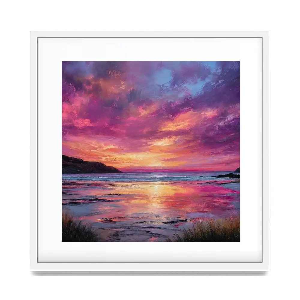 Fire Sky Bay Square Framed Art Print Fire Sky Bay Square Framed Art Print wall art product Art Print Shop