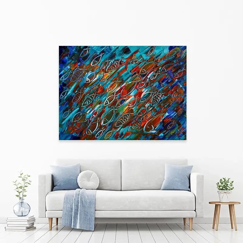 Fish Frenzy Canvas Print Fish Frenzy Canvas Print wall art product Denis Kuvaev / Shutterstock