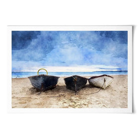 Fishing Boats Under A Brooding Sky Art Print Fishing Boats Under A Brooding Sky Art Print wall art product Helen Hotson / Shutterstock